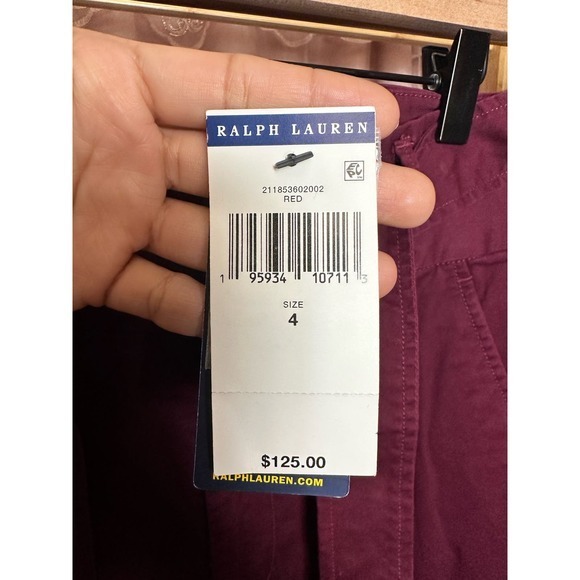 Polo Ralph Lauren High Waisted Wrap Belt Pants Burgundy Red Size 4 supreme Chino - Picture 6 of 15